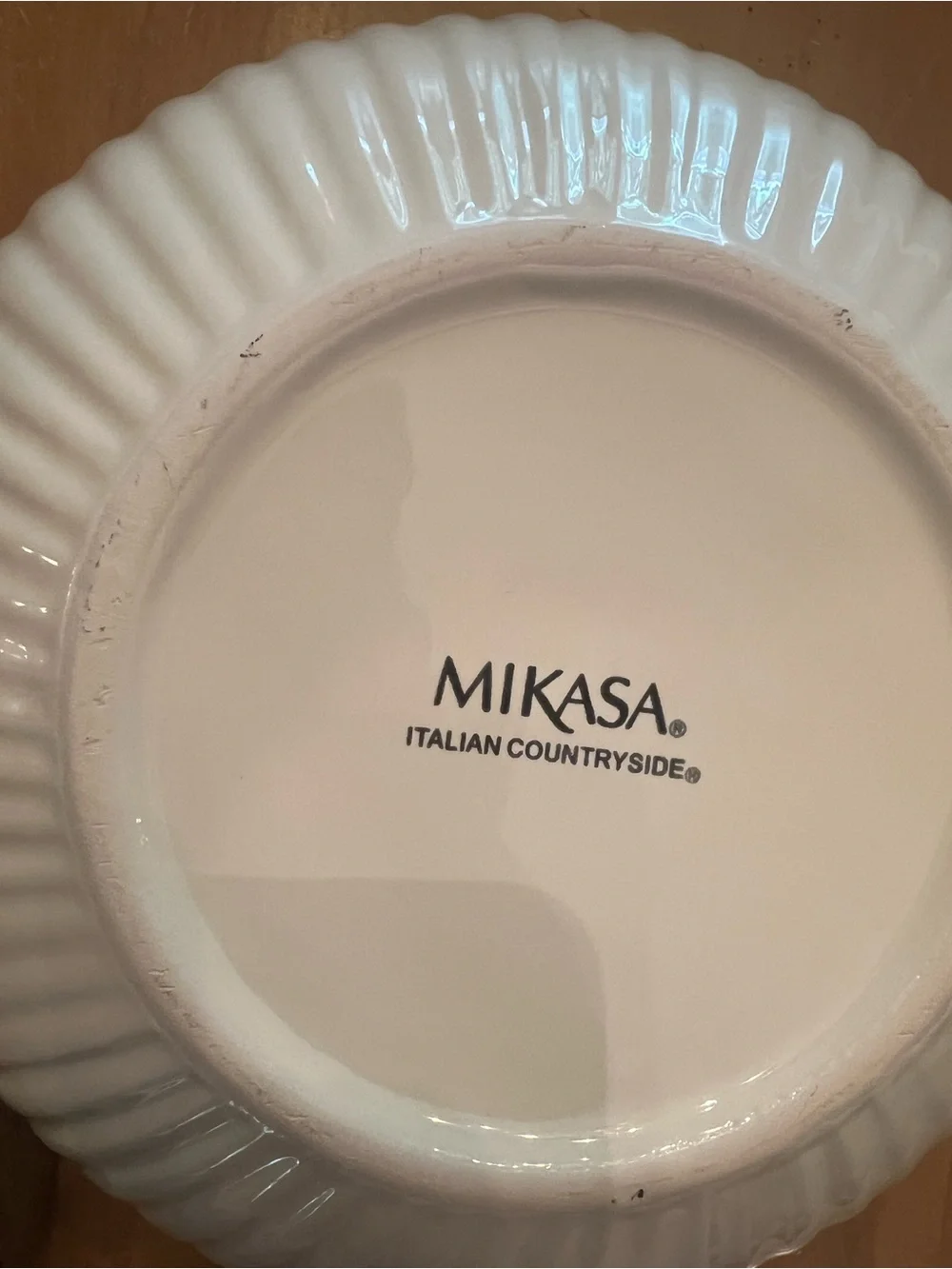 Mikasa Cream Ceramic Salad Bowl with Wooden Serving Utensils